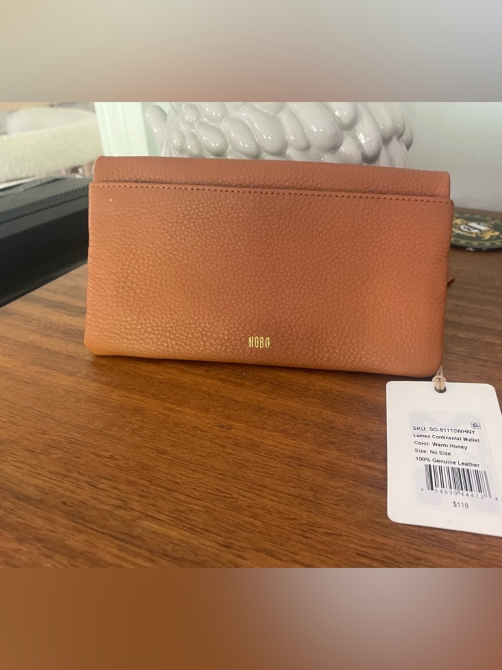 HOBO NWT Honey Tan Pebbled Leather wallet Wristlet